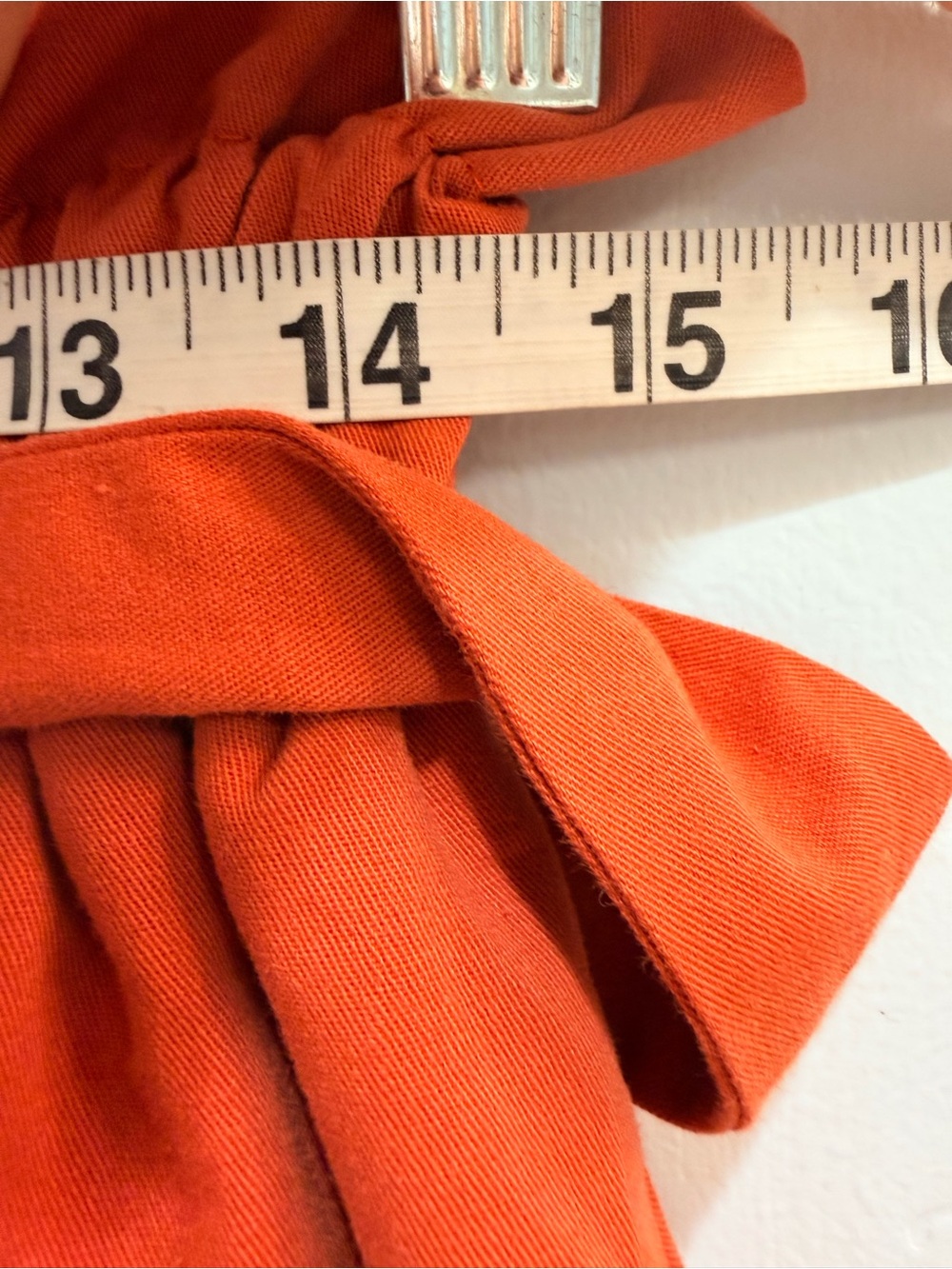 Rust Terracotta Paperbag Waist Button Front Midi Skirt Cotton ModCloth Style Lrg - Picture 11 of 12